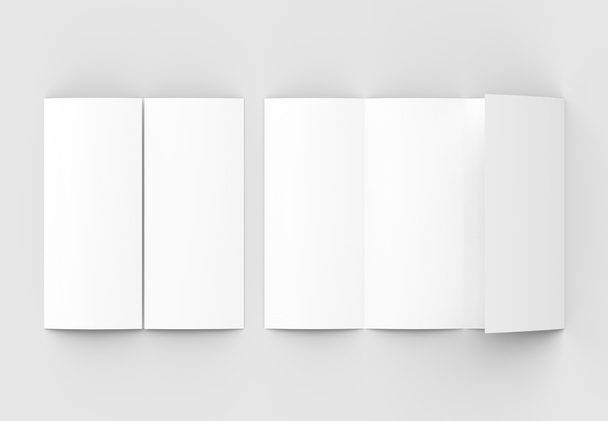 Four folded - 4-Fold - vertical brochure mock-up isolated on sof - Foto, imagen