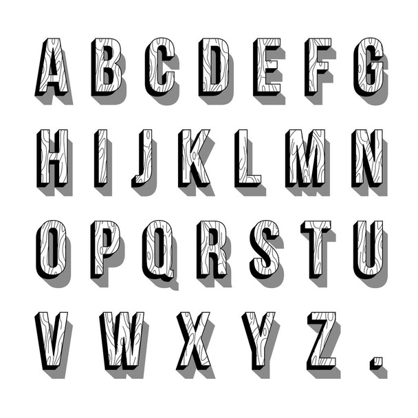 diseño con letras negras del alfabeto inglés sobre fondo blanco
   - Vector, Imagen