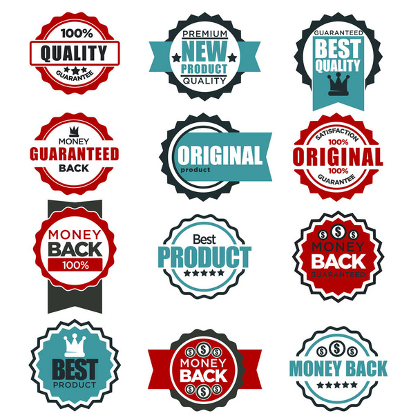 Původní kvalitu zaručit, popisky nebo logo šablon pro nejlepší značek produktů - Vektor, obrázek