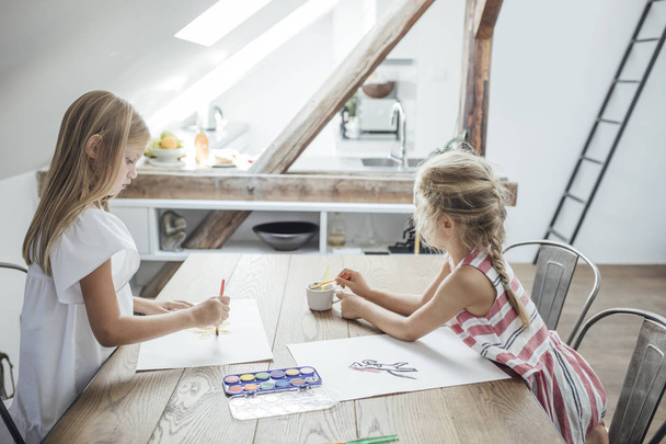 Children Drawing at Home - Photo, image