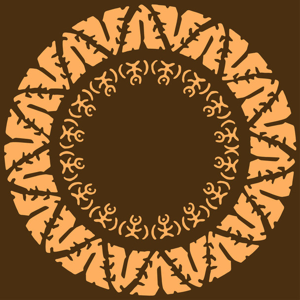 Marcos redondos étnicos dibujados a mano. Elementos decorativos de diseño, adornos de círculo en estilo tribal, azteca nativa. Ilustración vectorial
.  - Vector, Imagen