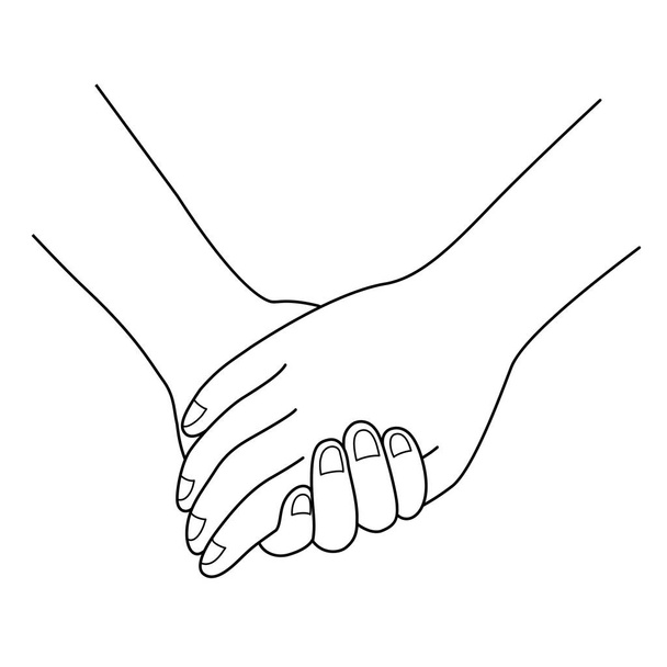Coppia mano nella mano contorno. Stile disegnato a mano, illustrazione vettoriale isolata su sfondo bianco
. - Vettoriali, immagini