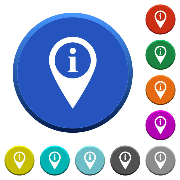 GPS map location information beveled buttons - Vektör, Görsel