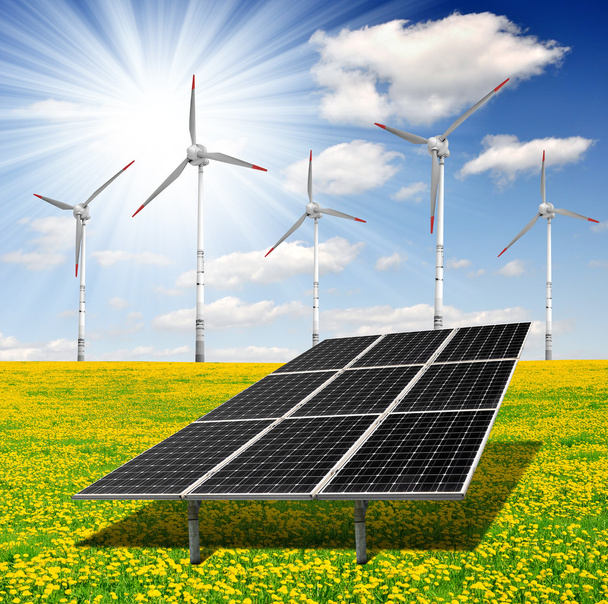 panneaux solaires et éoliennes - Photo, image