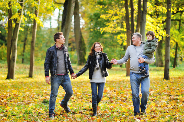 Joyeux famille marchant ensemble dans un parc
 - Photo, image