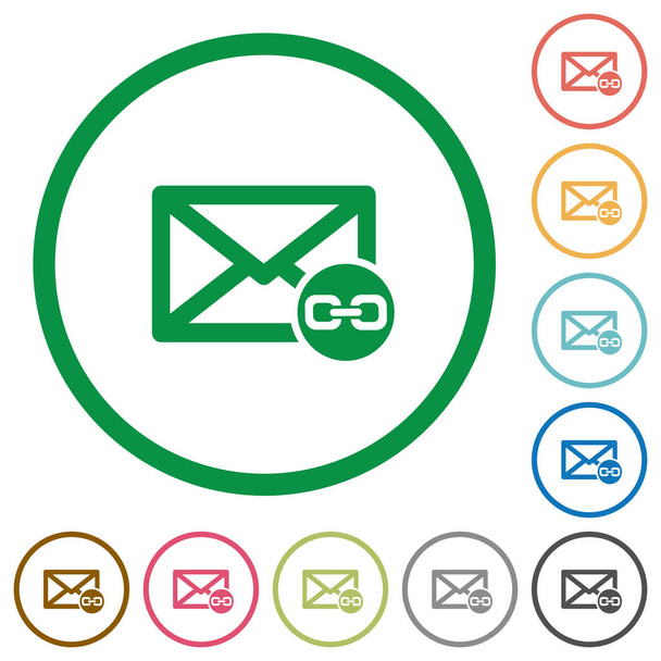 Mail mellékletet lapos ikonok körvonalai - Vektor, kép