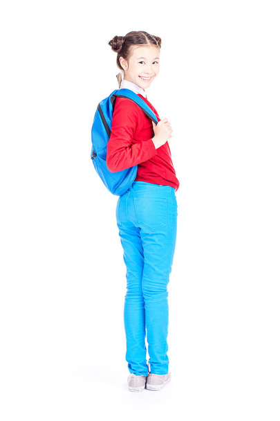 Schoolgirl with backpack - Photo, image