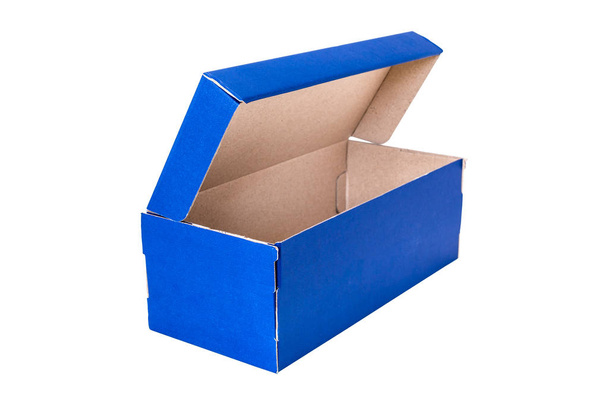 Caixa de sapato azul aberto
 - Foto, Imagem