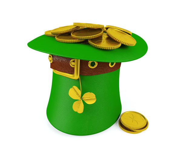 Chapeau de leprechaun Saint Patrick avec pièces d'or, rendu 3D
 - Photo, image