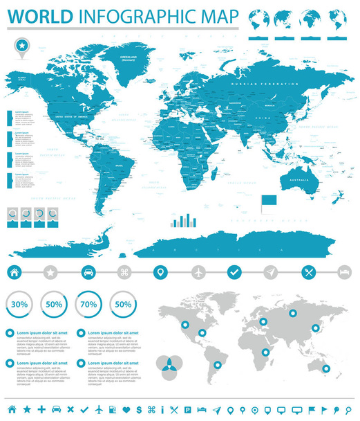 Politikai Info grafikus világ Térkép vektoros - Vektor, kép