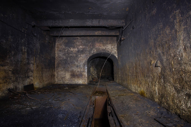 Old gold mine underground tunnel with concrete lining - Photo, Image