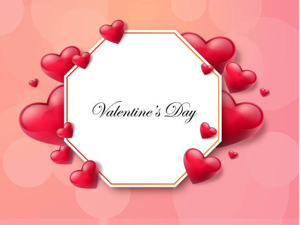2018 Valentine's day background with textbox and beautifull hearts. Vector illustration - Vektor, obrázek