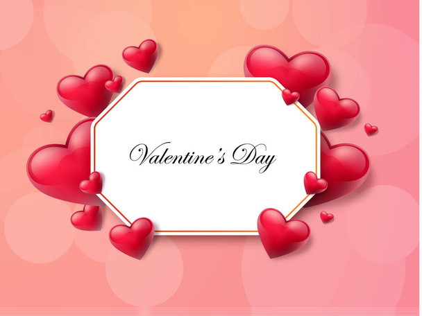 2018 Valentine's day background with textbox and beautifull hearts. Vector illustration - Вектор, зображення