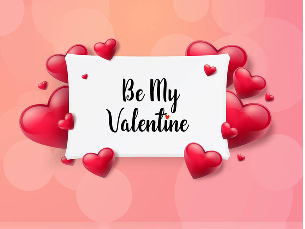 2018 Valentine's day background with textbox and beautifull hearts. Vector illustration - Διάνυσμα, εικόνα