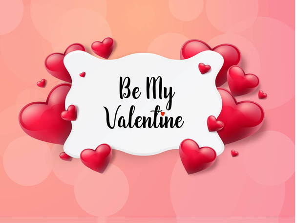2018 Valentine's day background with textbox and beautifull hearts. Vector illustration - Vector, Image
