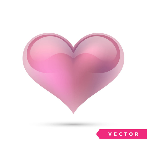 Realistic heart. Isolated on white. Valentines day greeting card background. 3D icon. Romantic vector illustration. Easy to edit design template for your artworks. - Vector, afbeelding