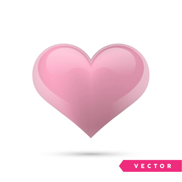 Realistic heart. Isolated on white. Valentines day greeting card background. 3D icon. Romantic vector illustration. Easy to edit design template for your artworks. - Vetor, Imagem