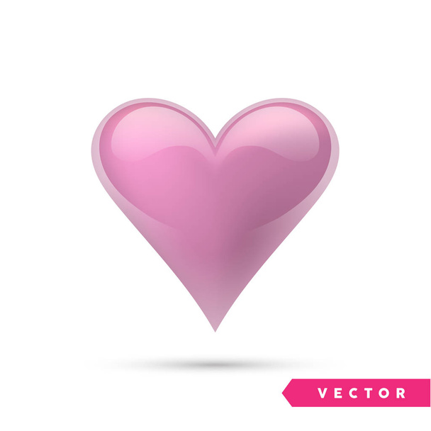 Realistic heart. Isolated on white. Valentines day greeting card background. 3D icon. Romantic vector illustration. Easy to edit design template for your artworks. - Διάνυσμα, εικόνα
