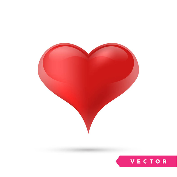 Realistic heart. Isolated on white. Valentines day greeting card background. 3D icon. Romantic vector illustration. Easy to edit design template for your artworks. - Wektor, obraz