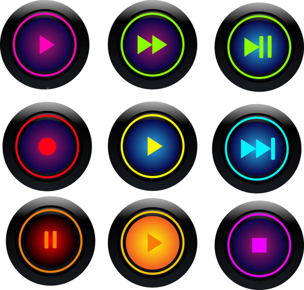 Colored  round game button - Vector, Image