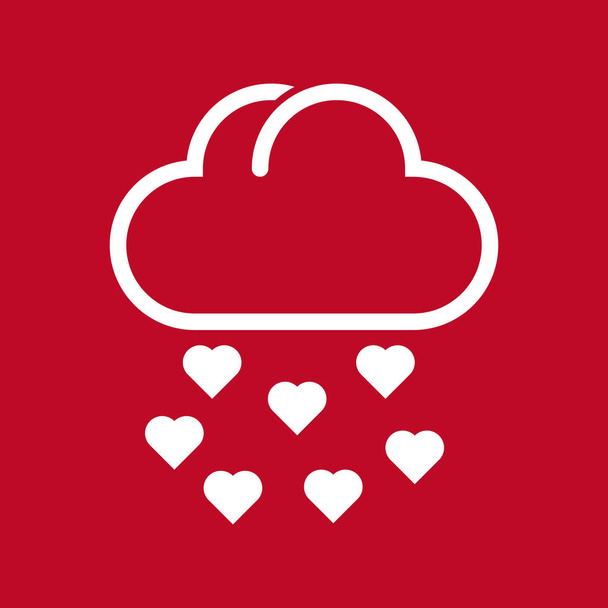 Cloud and rain of love. Illustration cloud and rain of love on a red background. - Wektor, obraz