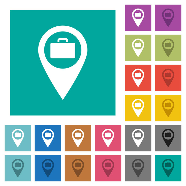Gepäckaufbewahrung GPS-Karte Standort quadratisch flach mehrfarbige Symbole - Vektor, Bild