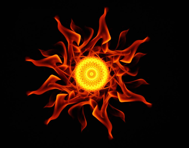 Fire flames on black background.Abstract fire.Abstract background .Isolated on black - Фото, изображение