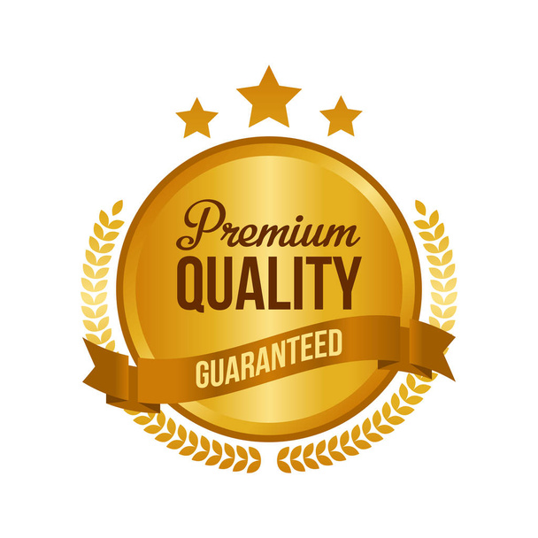 Signo de oro de calidad premium garantizado por vectores, etiqueta redonda
 - Vector, Imagen
