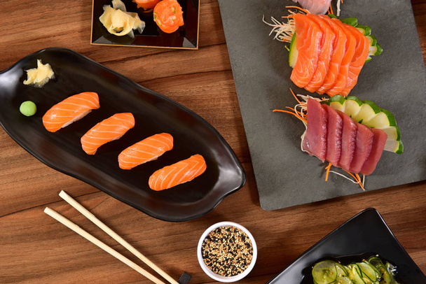 Nigiri sushi on restaurant table - Photo, image