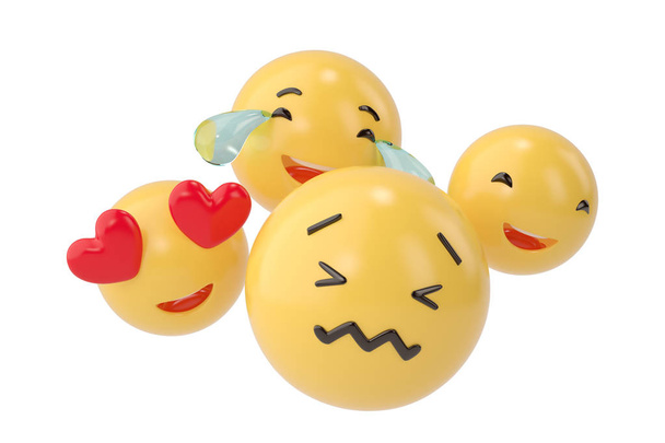 Emojis icons with facial expressions social media concept isolat - 写真・画像