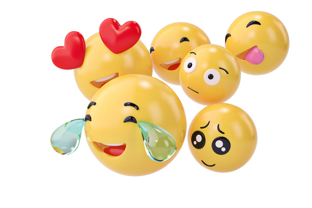Emojis pictogrammen met gezichtsuitdrukkingen sociale media concept isolat - Foto, afbeelding