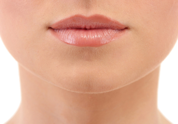 beautiful make up of gloss lips, close up - Фото, изображение
