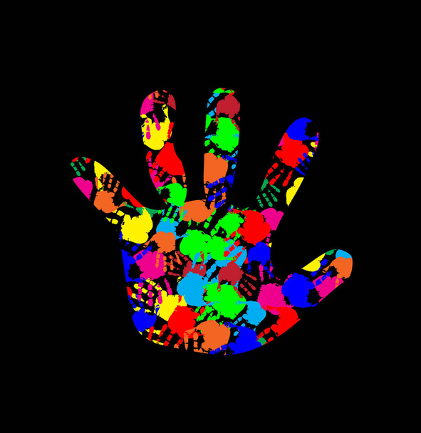  vauvan käsi värikkäitä kädenjälkiä kuvio sisällä
  - Vektori, kuva