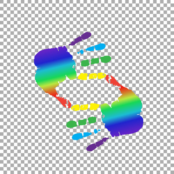 símbolo de corte feito de mãos de arco-íris e espaço de cópia
 - Vetor, Imagem