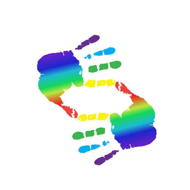 cropping symbol made of multicolored hands and space for text - Vector, Image
