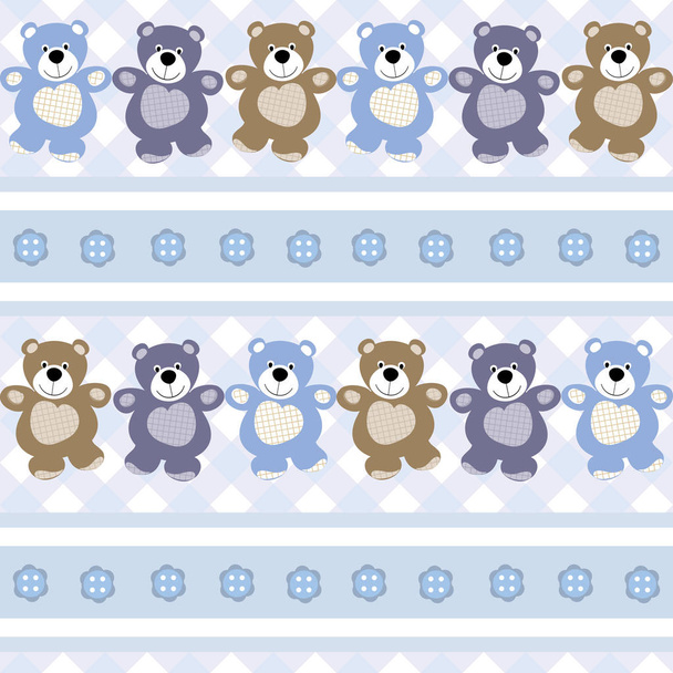 vector seamless children`s pattern background teddy bears - Vector, Image
