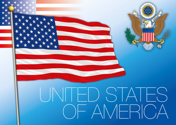 アメリカ合衆国のシールおよび旗、アメリカ合衆国 - ベクター画像