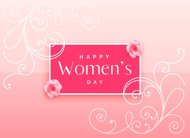 beautiful happy women's day design with floral decoration - Wektor, obraz