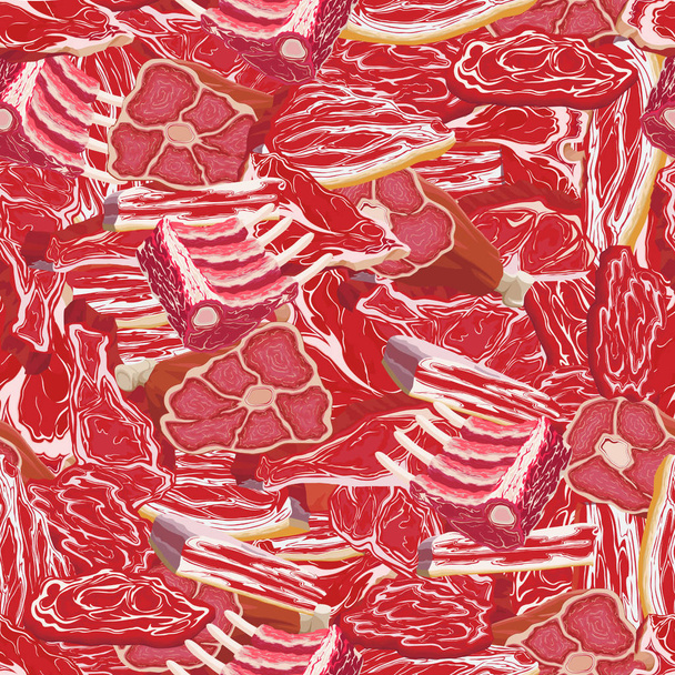 Texture of meat in seamless pattern - Vector, Image