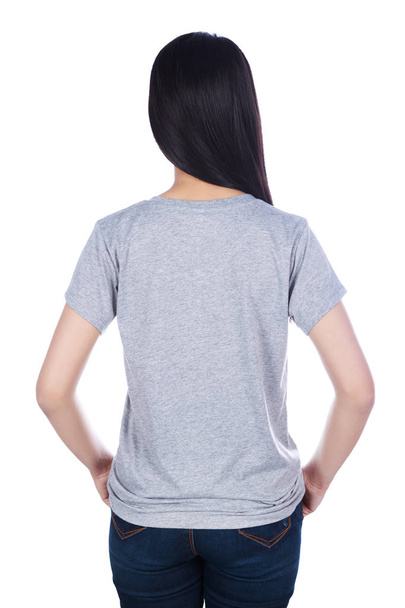 donna in t-shirt isolata su sfondo bianco
 - Foto, immagini