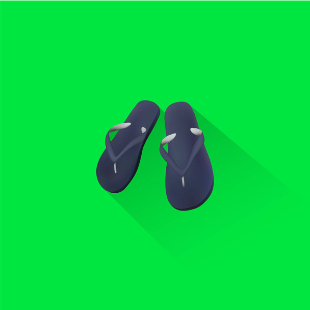 Pantoufles de plage simple icône sur fond vert, vectoriel, illustration, fichier eps
 - Vecteur, image