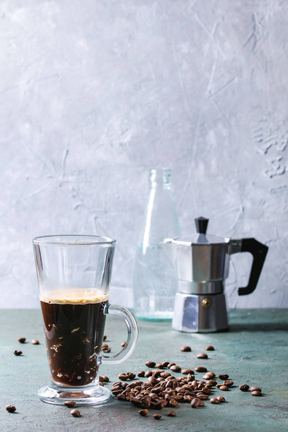 Coffee espresso with sparkling water - Fotoğraf, Görsel
