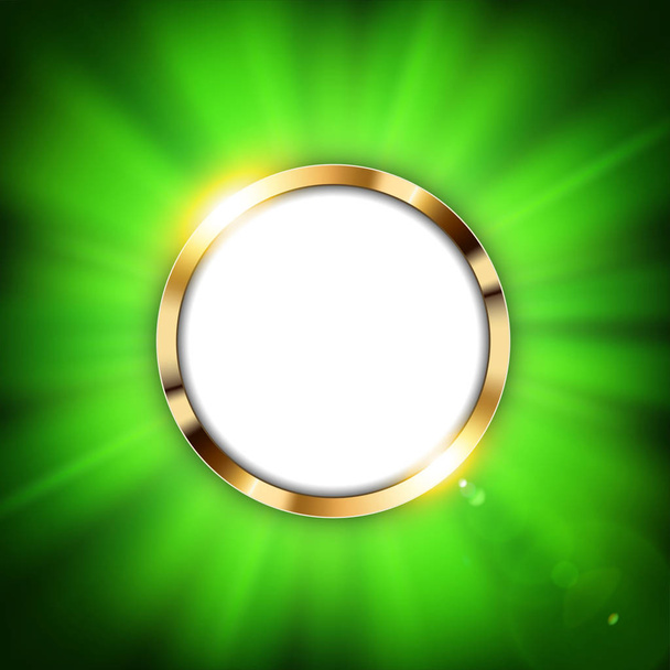 Metallic gold ring with text space and green light illuminated - Вектор, зображення