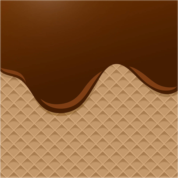 Dark Chocolate Melted on Wafer Background. Vector Illustration,  - Vector, Image