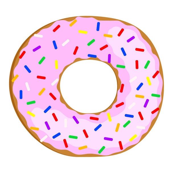 Tasty donut with pink cream. Vector Illustration - Vecteur, image