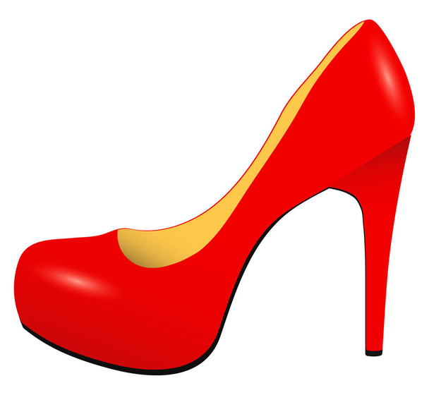 Κόκκινα ψηλοτάκουνα κομψή γυναίκα παπούτσι. Εικονογράφηση διάνυσμα - Διάνυσμα, εικόνα