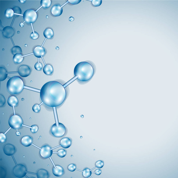 分子設計を抽象化します。原子。青と分子構造  - ベクター画像