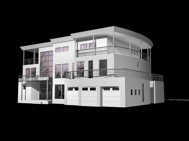 3d modernes Haus isoliert auf schwarz - Foto, Bild