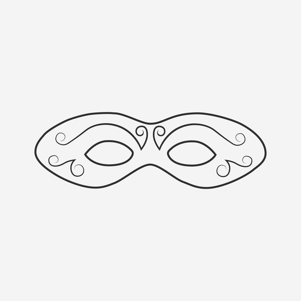 Carnival mask flat black outline design icon - Vettoriali, immagini