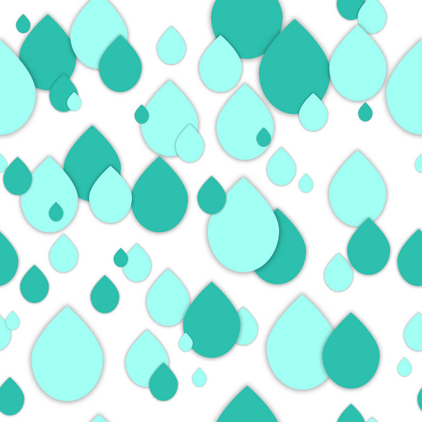 Seamless 3d pattern in trendy paper art style. Paper water drops collage background. Geometric design for banner, cover, brochure, template.  World Water Day - 22 march.  No visible mesh  borders - Vector, Image